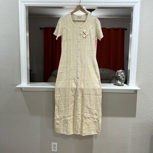 NWT CHAVIN Cotton 100% - Short Sleeve Maxi Button Up Dress Size M